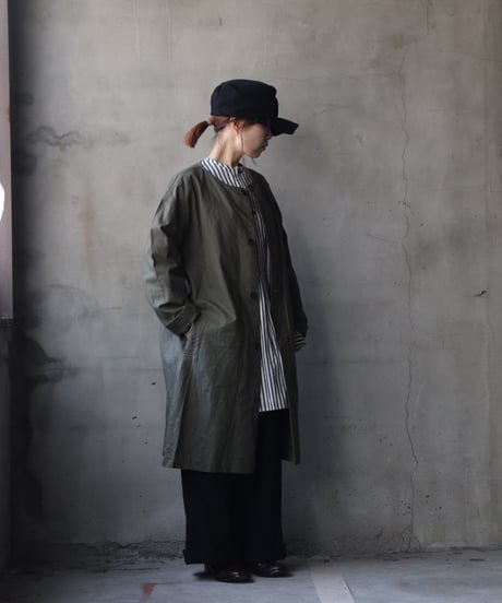 cavane キャヴァネ / Round-Coat Linen/Cotton100硫化染めコート / ca-26018