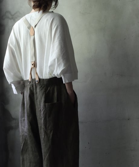 cavane キャヴァネ / Over-Tuck pants with suspender反応染め(硫化)+墨染めパンツ / ca-26079
