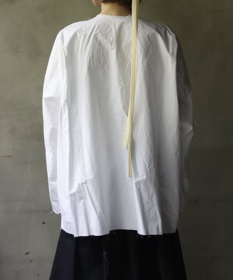 SCHA シャー/ Round Neck Open Front Volume Top" OE "-PAPER COTTON HEAVY- / Sc-23008 ( Art#1724)