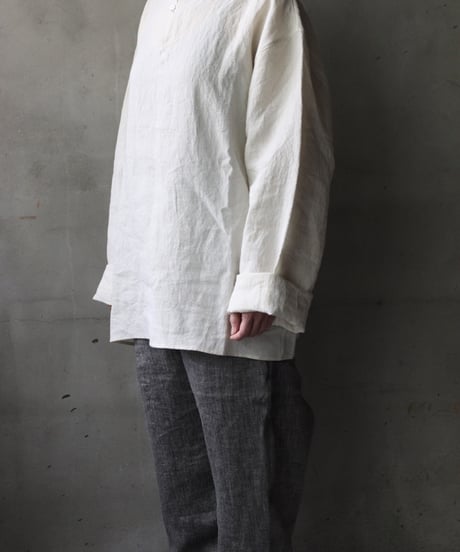 klauseクロイゼ / Sun-dried Linen C.S Slit Neck Shirtシャツ/ kla-25013