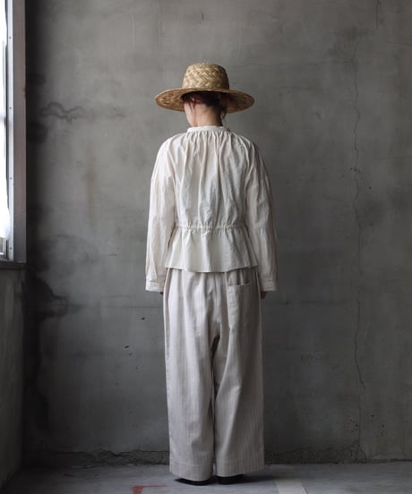 cavane キャヴァネ / Stand collar with waist drawstring blouse cotton&linenブラウス / ca-26058