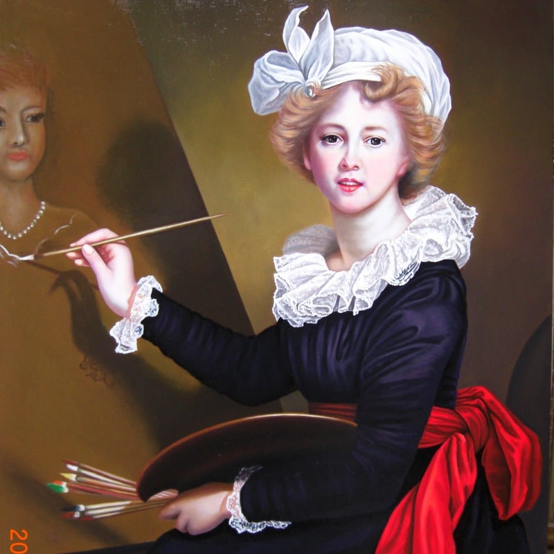 19世紀風 女性画家 油絵　ヴィジェ・ルブラン肖像画 （F30号） ヴィジェ・ルブラン自画像 | 少女画 のしょう(かわいいお子様の似顔絵