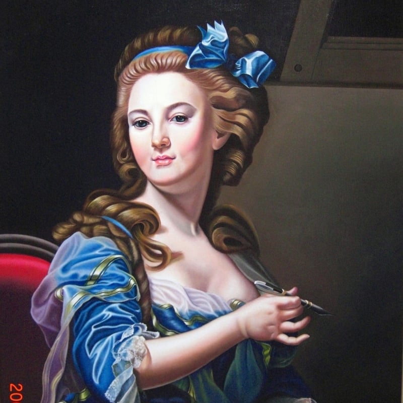 19世紀風 女性画家 油絵　ヴィジェ・ルブラン肖像画 （F30号） 19世紀風 女性画家 油絵 ヴィジェ・ルブラン肖像画 （F30号）