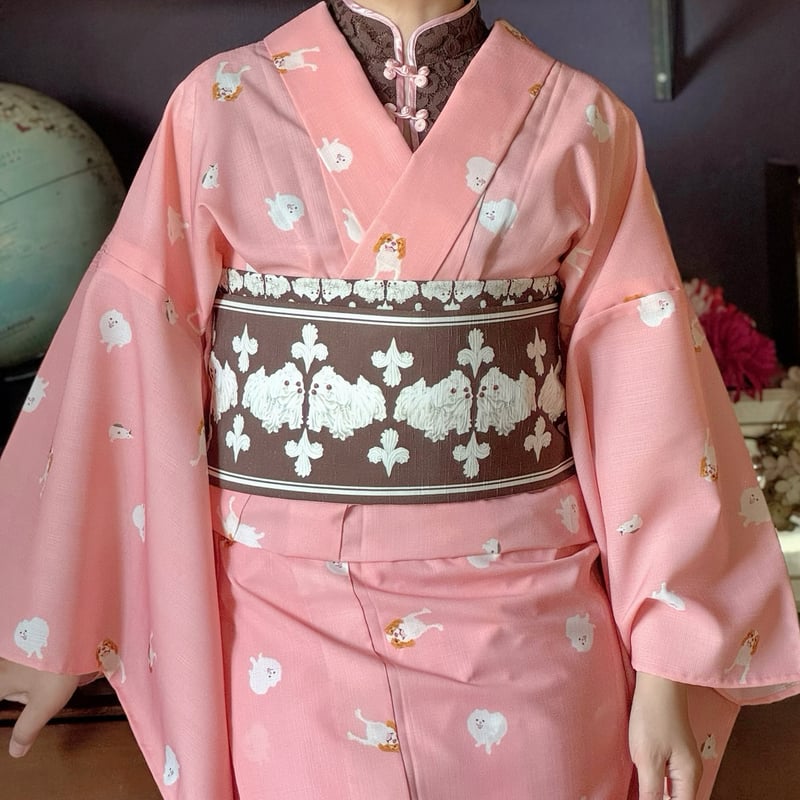 リバーシブル半幅帯“whipped cream dog” 二色展開 | highcaloryo