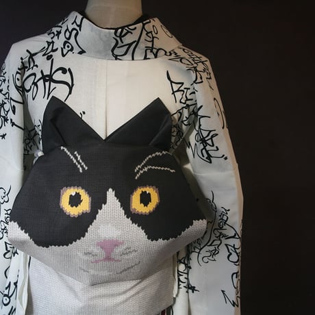 ハイカロリイオトメ名古屋帯 I love cat クロネコ猫柄【最終価格】 I love cat名古屋帯 黒猫 | highcaloryotome