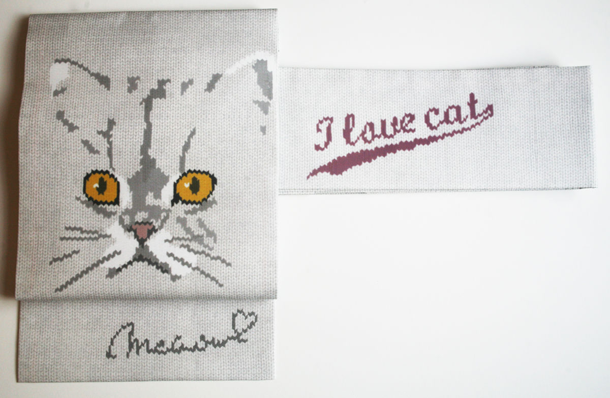 I love cat名古屋帯 白猫 受注 | highcaloryotome