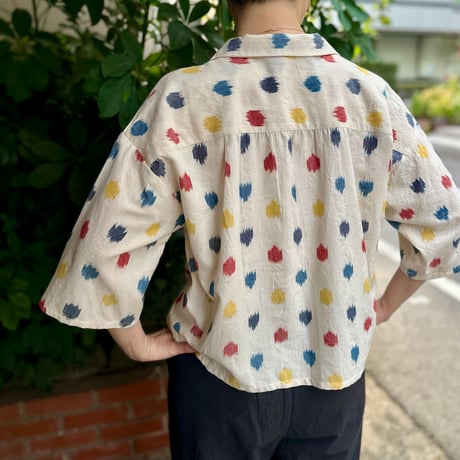 Open Collar Short Blouse 〈Hand Woven〉