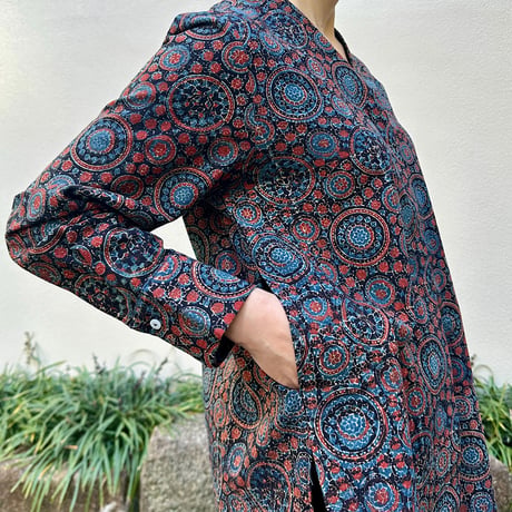 Hand Block Printed V neck Fly Shirt