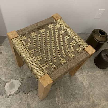Lustrous Duckling Jute & Gold Stool by Sirohi