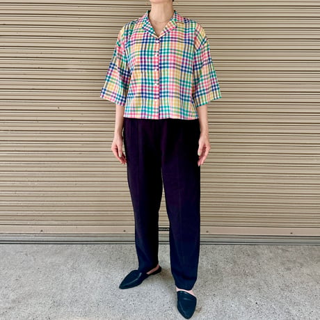 Open Collar Short Blouse 〈Hand Woven〉
