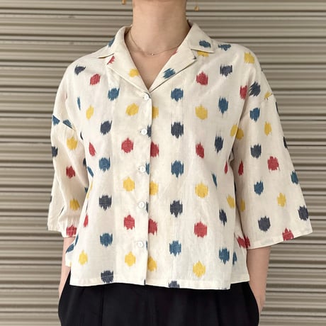 Open Collar Short Blouse 〈Hand Woven〉