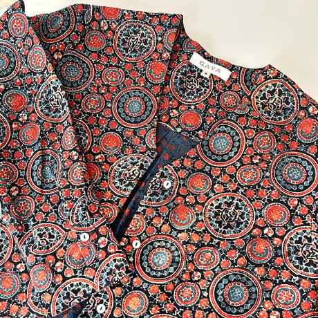 Hand Block Printed V neck Fly Shirt