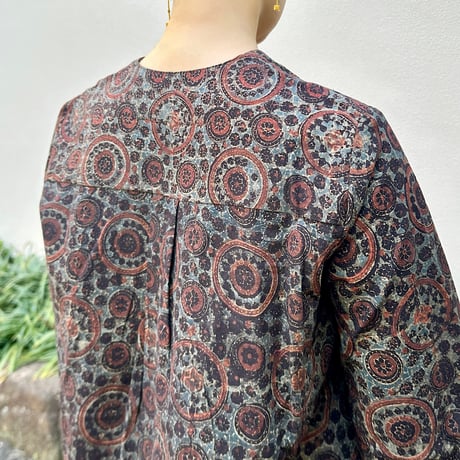 Hand Block Printed V neck Fly Shirt
