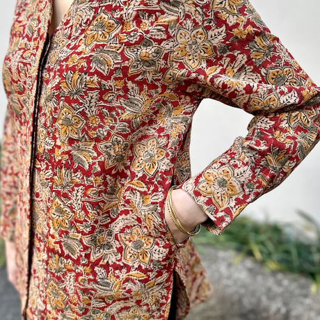 Hand Block Printed V neck Fly Shirt