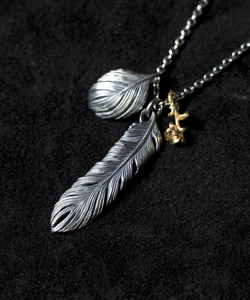 HARIM ハリム / Leef Feather with Golden rose ネックレス