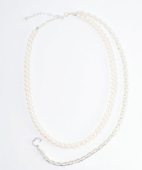 【佐藤健さん着用】her-n023 /HERGO ハーゴ / Droop Chain Pearl Necklace ドループチェーンパールネックレス