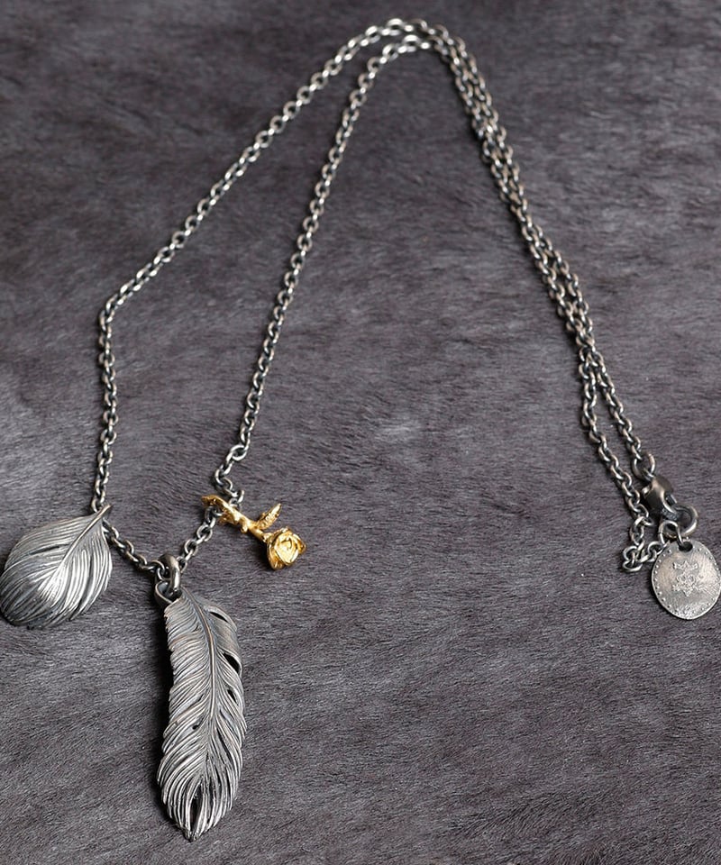 HARIM ハリム / Leef Feather with Golden rose ネックレス