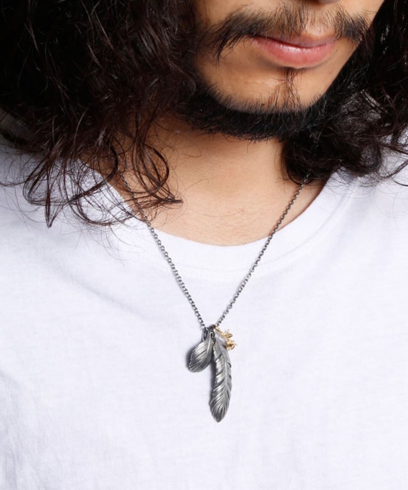 HARIM ハリム / Leef Feather with Golden rose ネックレス