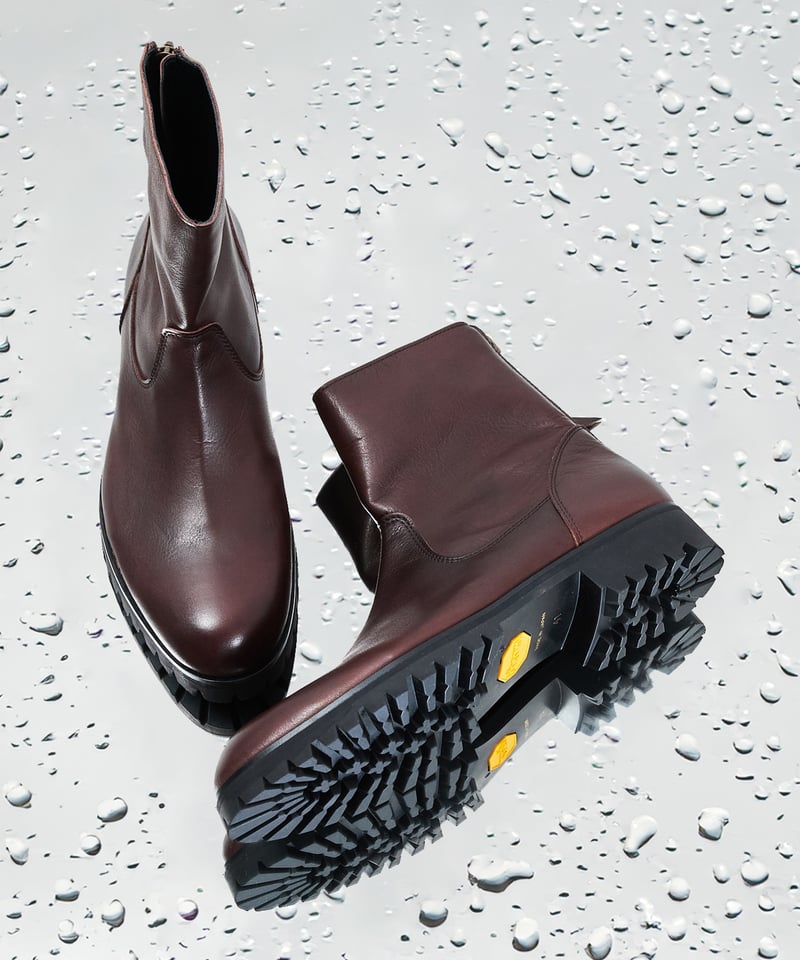 美品展示品 PADRONE And A別注 42 レザーバックジップブーツ 茶 PADRONE パドローネ / BACK ZIP BOOTS 別注 撥水 防水バックジップレザ