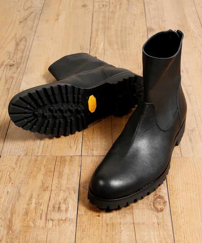 美品展示品 PADRONE And A別注 42 レザーバックジップブーツ 茶 PADRONE パドローネ / BACK ZIP BOOTS 別注 撥水 防水バックジップレザ