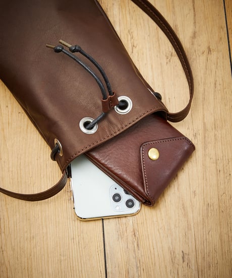 MR.OLIVE E.O.I ミスターオリーブ / WATER PROOF LIGHT LEATHER / DRAWSTRING MINI SHOULDER BAG / ME684