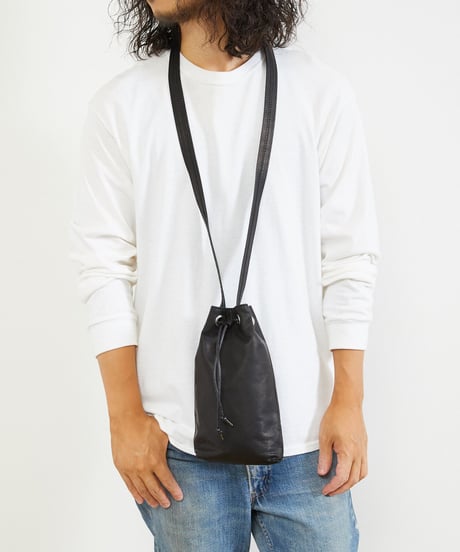 MR.OLIVE E.O.I ミスターオリーブ / WATER PROOF LIGHT LEATHER / DRAWSTRING MINI SHOULDER BAG / ME684