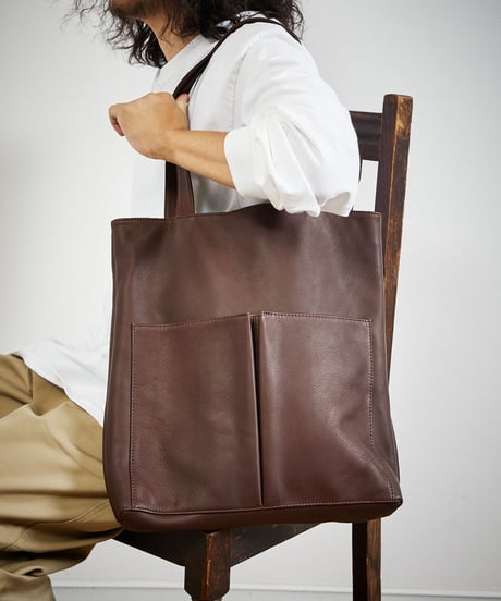 MR.OLIVE E.O.I ミスターオリーブ / WATER PROOF WASHABLE LEATHER / GUSSET POCKET TOTE BAG / ME651