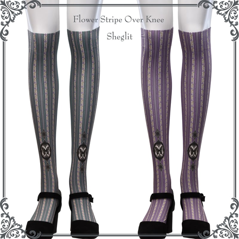 Flower Stripe Over Knee | Sheglit MiDiom online Flower Stripe Over Knee | Sheglit MiDiom online