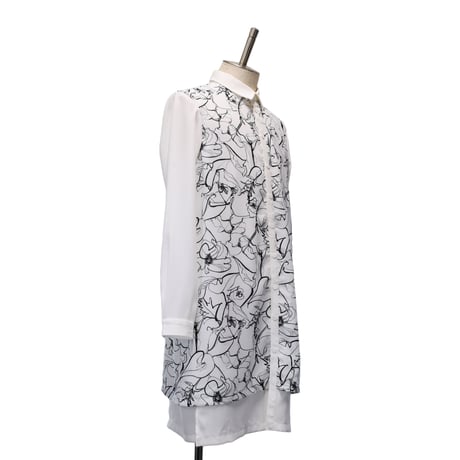 【MiDiom】Drawing Flower Layered Shirt