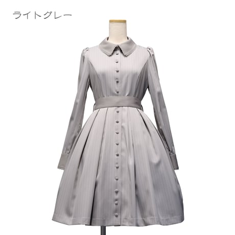 ●ライトグレー／ラスト1点●ストライプタックワンピース