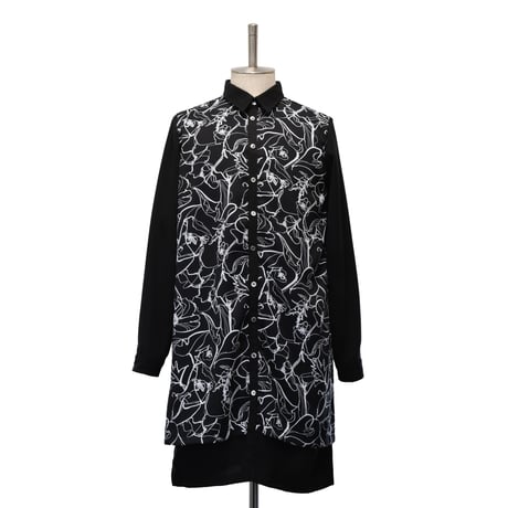 【MiDiom】Drawing Flower Layered Shirt