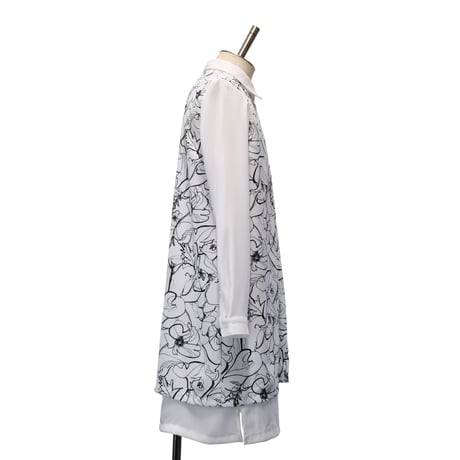 【MiDiom】Drawing Flower Layered Shirt