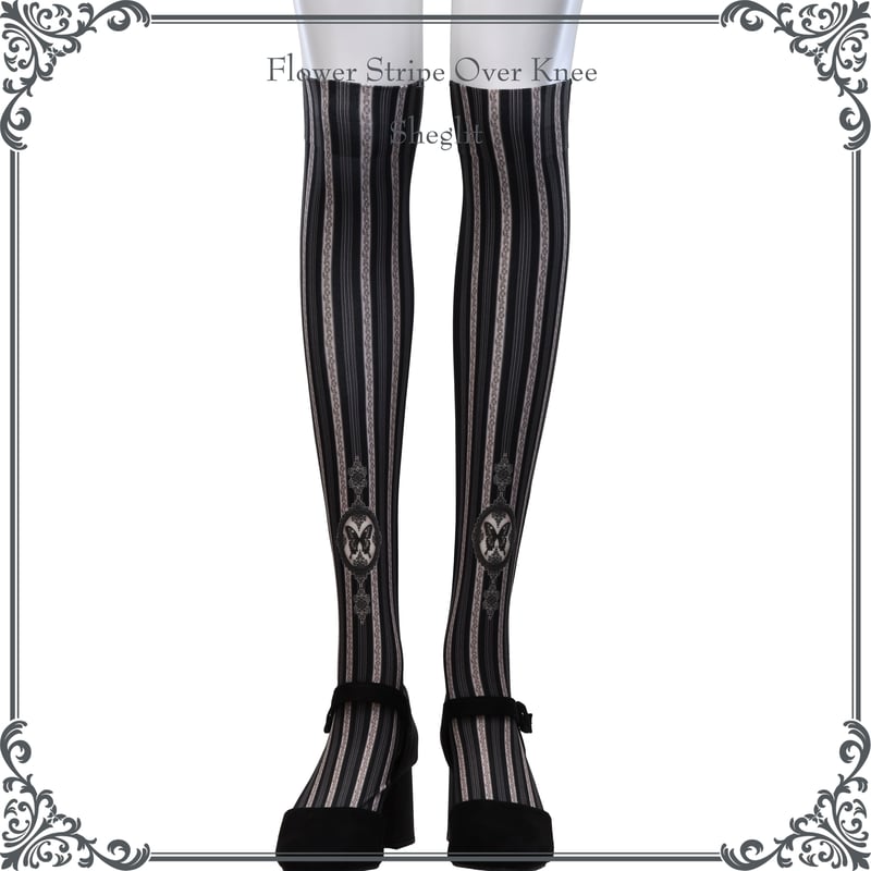 Flower Stripe Over Knee | Sheglit MiDiom online Flower Stripe Over Knee | Sheglit MiDiom online