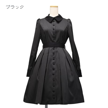 ●ライトグレー／ラスト1点●ストライプタックワンピース