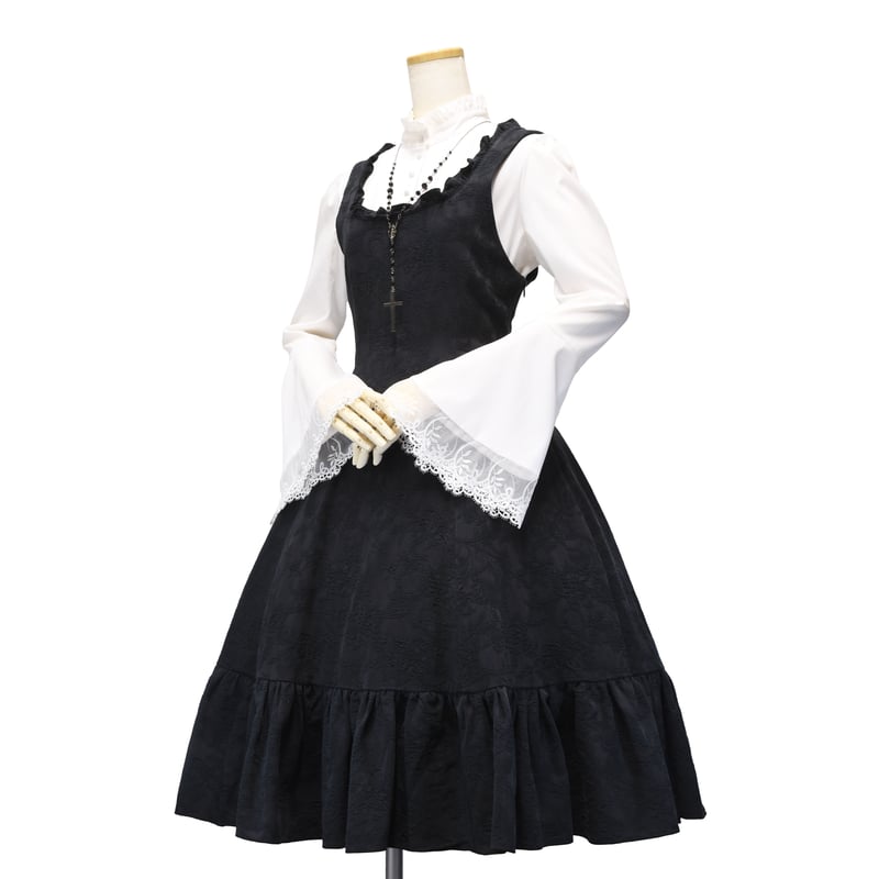 マーガレットのprésageギンガムジャンパースカート 黒 Captain Chrisアップリケ付きジャンパースカート – BABY, THE STARS