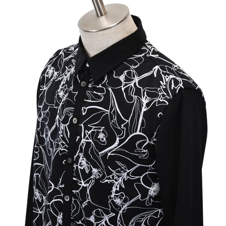 【MiDiom】Drawing Flower Layered Shirt