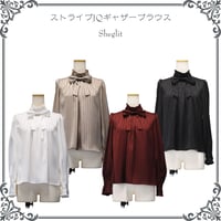 ストライプJQギャザーブラウス