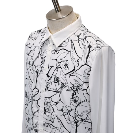 【MiDiom】Drawing Flower Layered Shirt