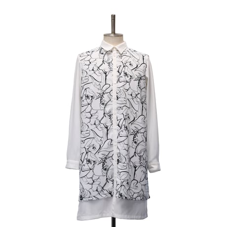 【MiDiom】Drawing Flower Layered Shirt