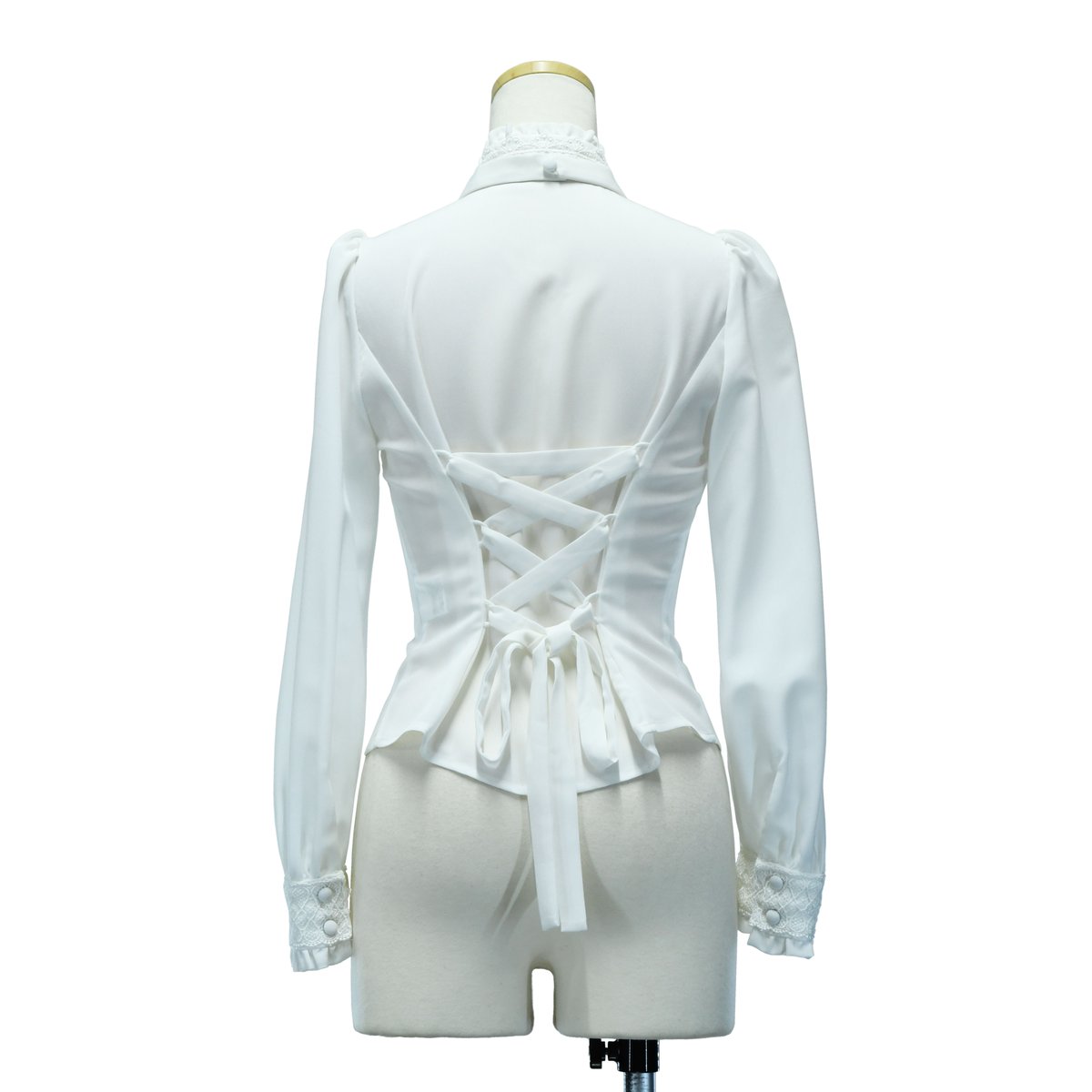 スタンドカラーリボンジャボブラウス | Sheglit MiDiom online store 