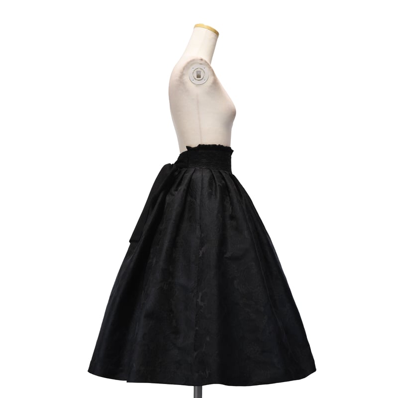 Sheglit ジャガードスカート 黒 ひざ丈 Del Fiore