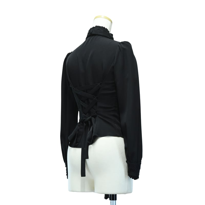 スタンドカラーリボンジャボブラウス | Sheglit MiDiom online store