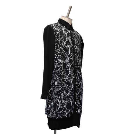 【MiDiom】Drawing Flower Layered Shirt