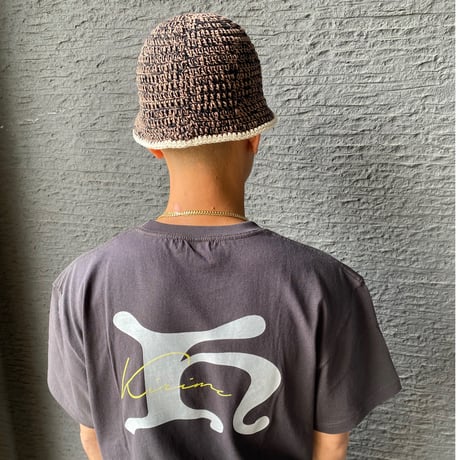 Knitting Hat <Off White x Brown x Black>