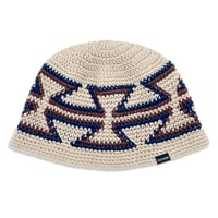 Ortega Knitting Hat  (White Beige x Navy x Brown)