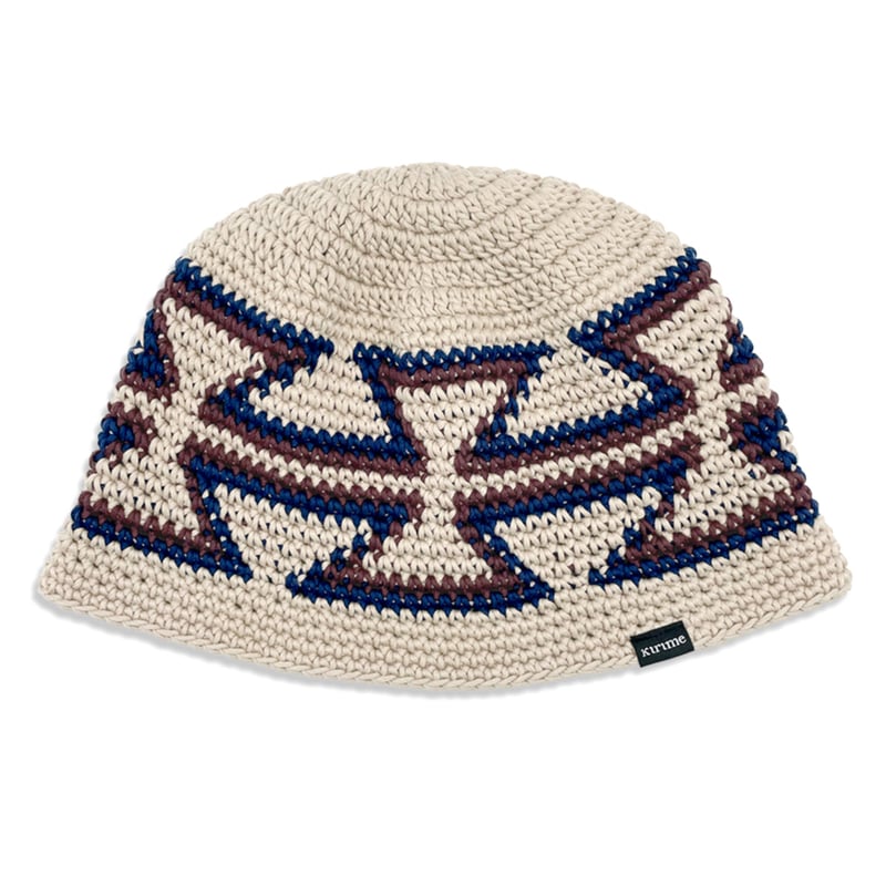 Ortega Knitting Hat (White Beige x Navy x Brow