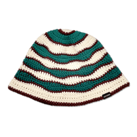 Wave Knitting Hat <Brown x Alpine Green x Off White>