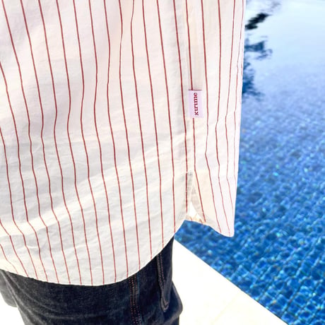 China Button Base Ball Shirt <Red x Off White>