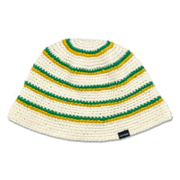 Knitting Hat (Off White x Green x Yellow)