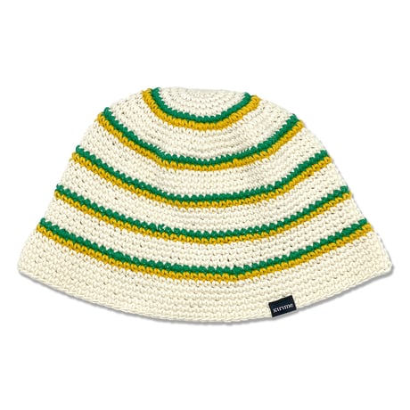 Knitting Hat (Off White x Green x Yellow)